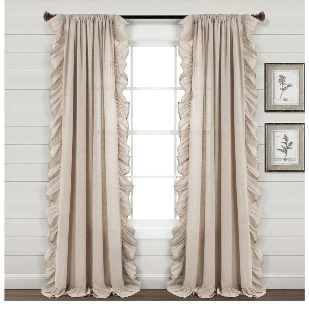 Lush Decor Linen Ruffle Window Curtain Panel (Single Panel), 84